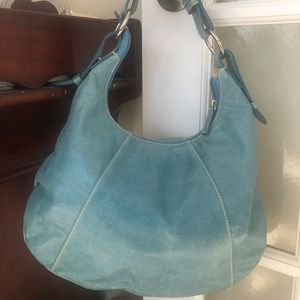 Leather bag light blue